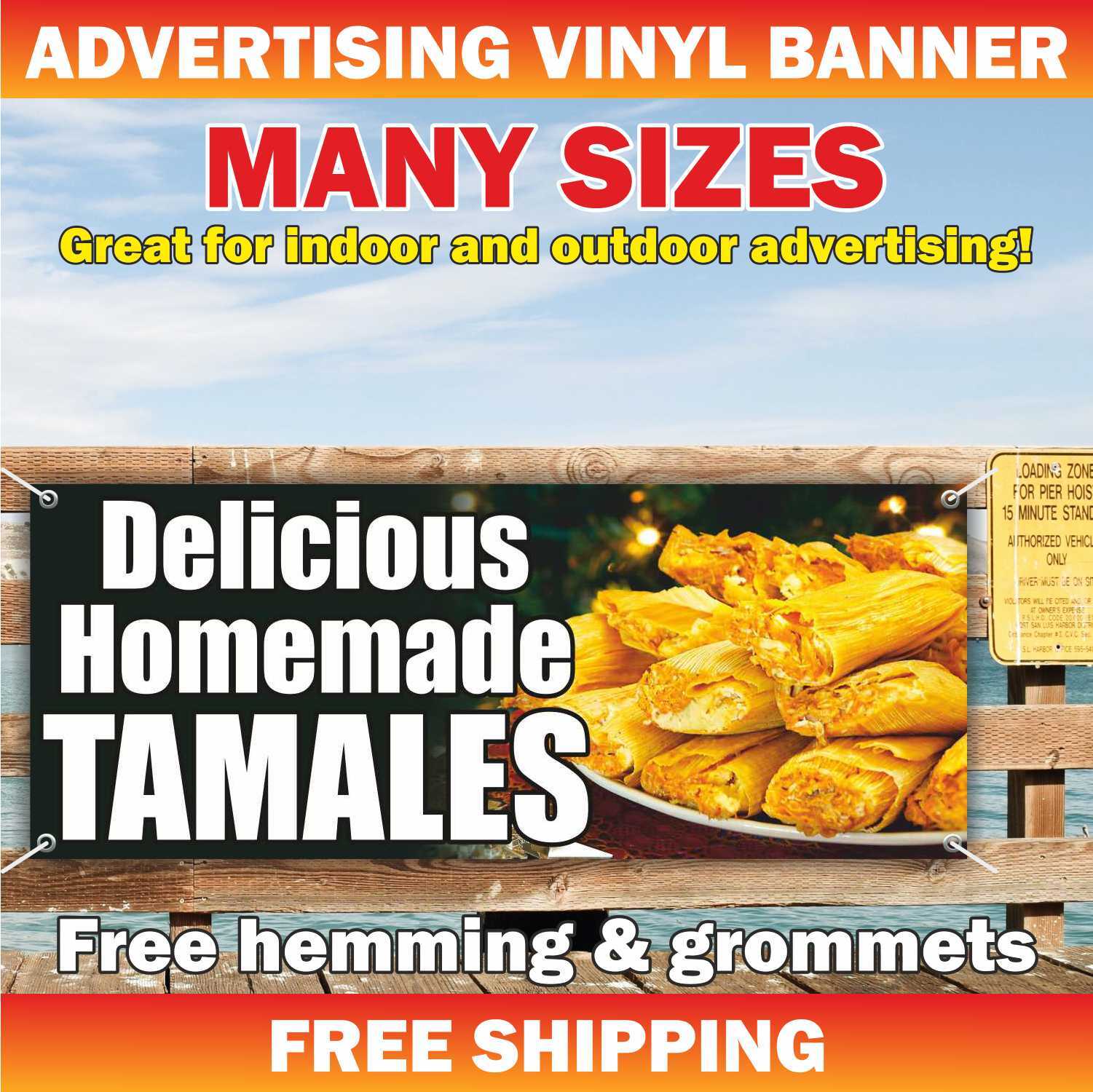 Delicious HOMEMADE TAMALES Advertising Banner Vinyl Mesh Sign mexican kitchen