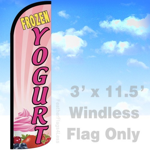 FROZEN YOGURT – Windless Swooper Flag Feather Banner Sign 3’x11.5′ – pq