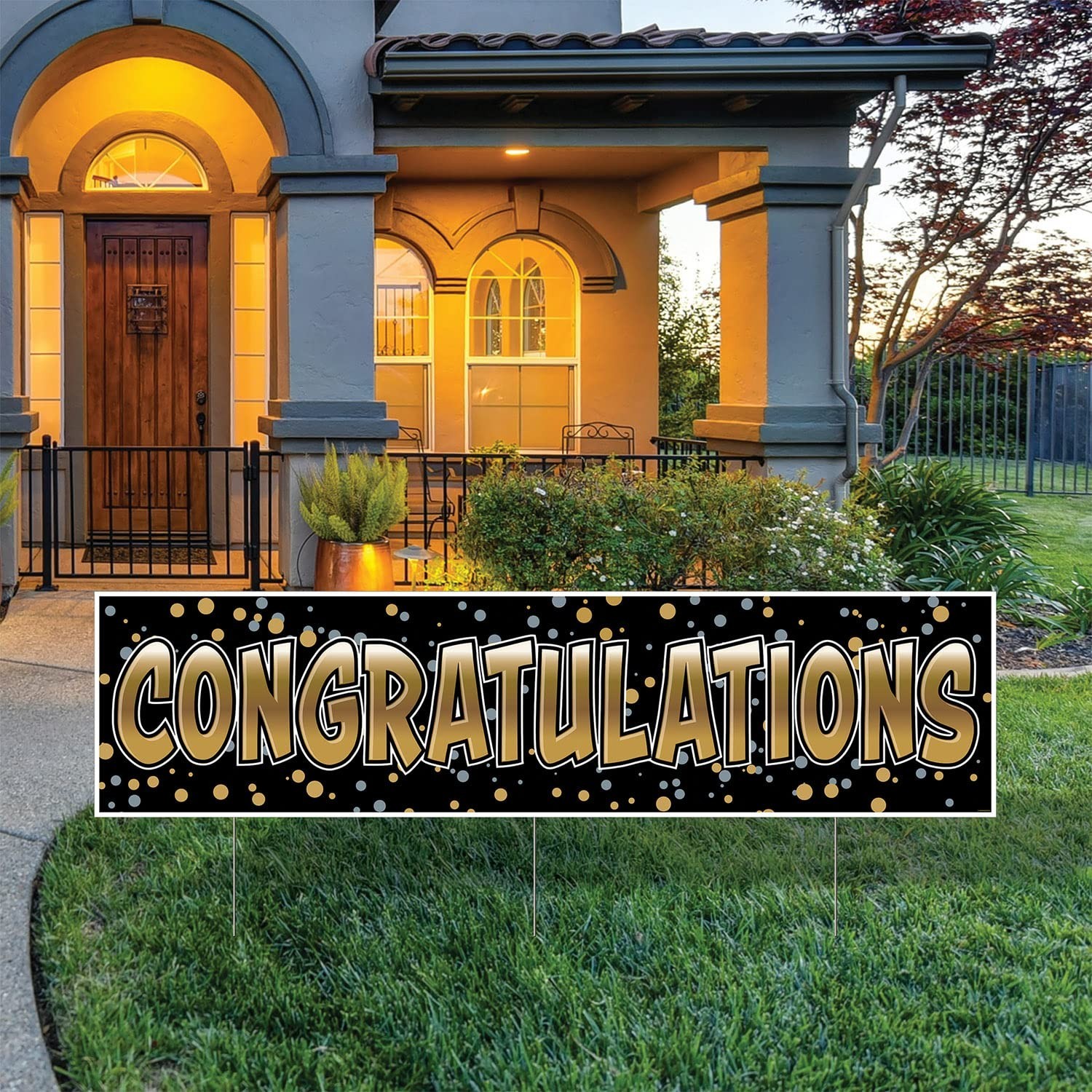 Jumbo Congratulations Yard Sign with Metal Stakes – Graduation, Baby Shower, Eng