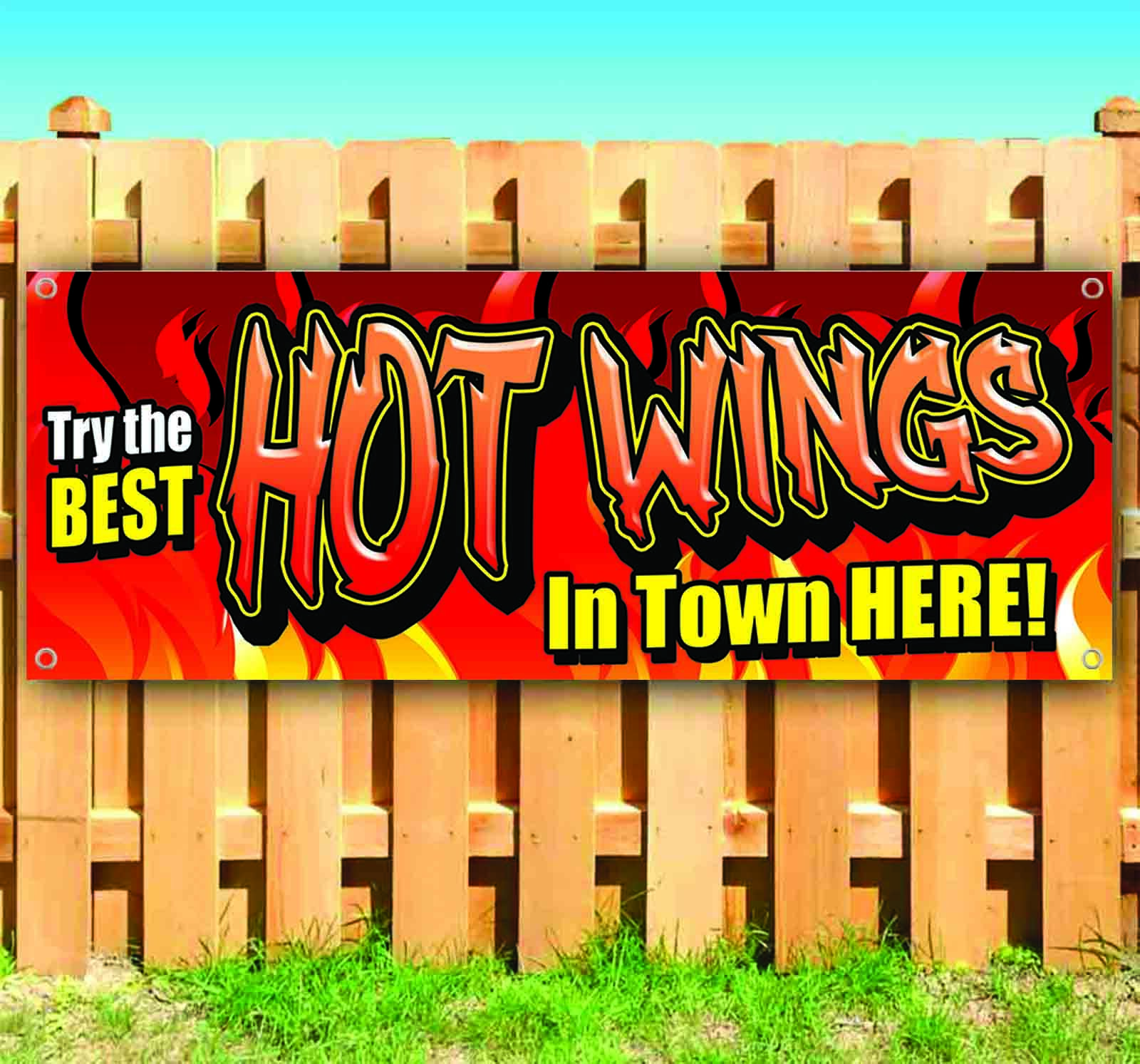 BEST HOT WINGS IN TOWN Banner Advertising Vinyl Flag Sign Many Sizes FOOD, DRINK