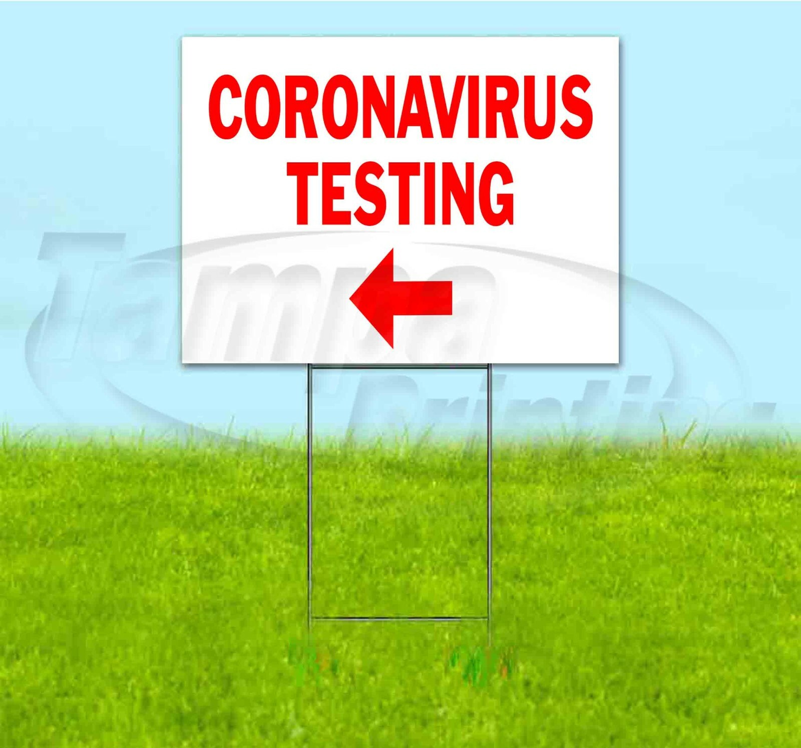 VIRUS TESTING DIRECTIONAL ARROW 18×24 Yard Sign WITH STAKE Bandit CDC