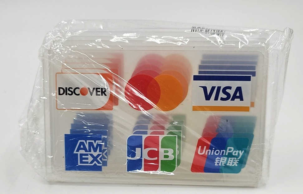 Acrylic Countertop Accept Credit Card Register Sign 6 Logos Lot Of 5