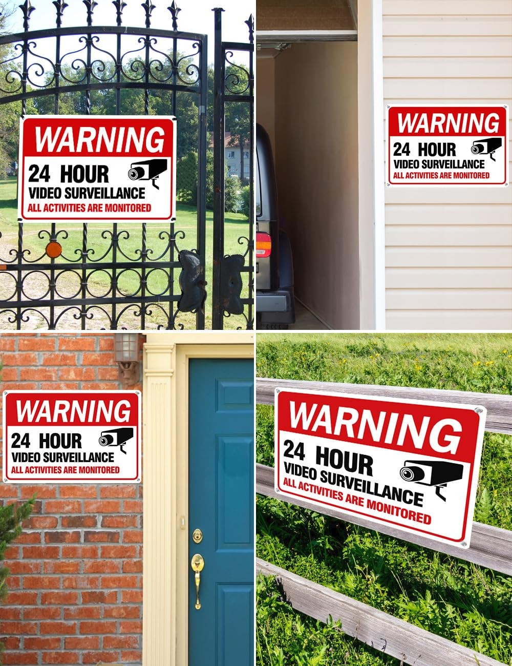 Video Surveillance Sign, 4-Pack 12″x 8″ Security Camera Signs, Reflective and…