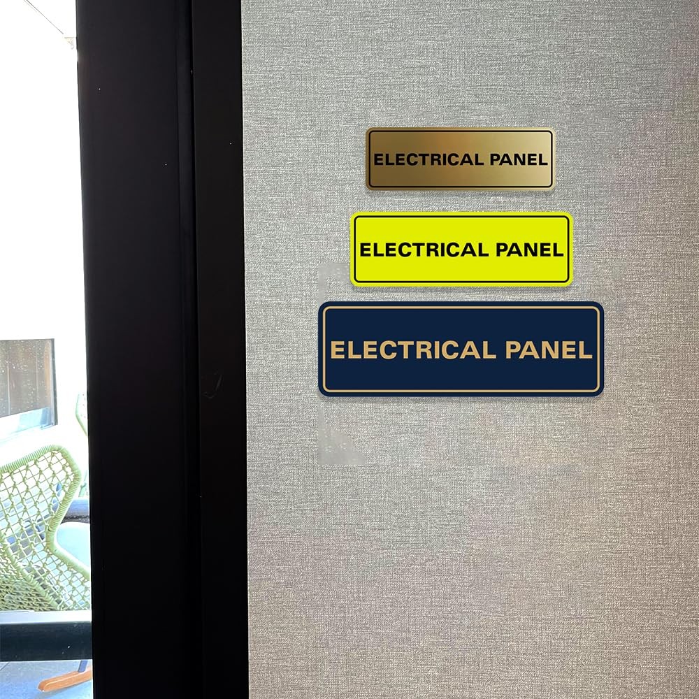 2 Pack Standard Electrical Panel Wall Door Sign Durable Dark Brown Small Decor