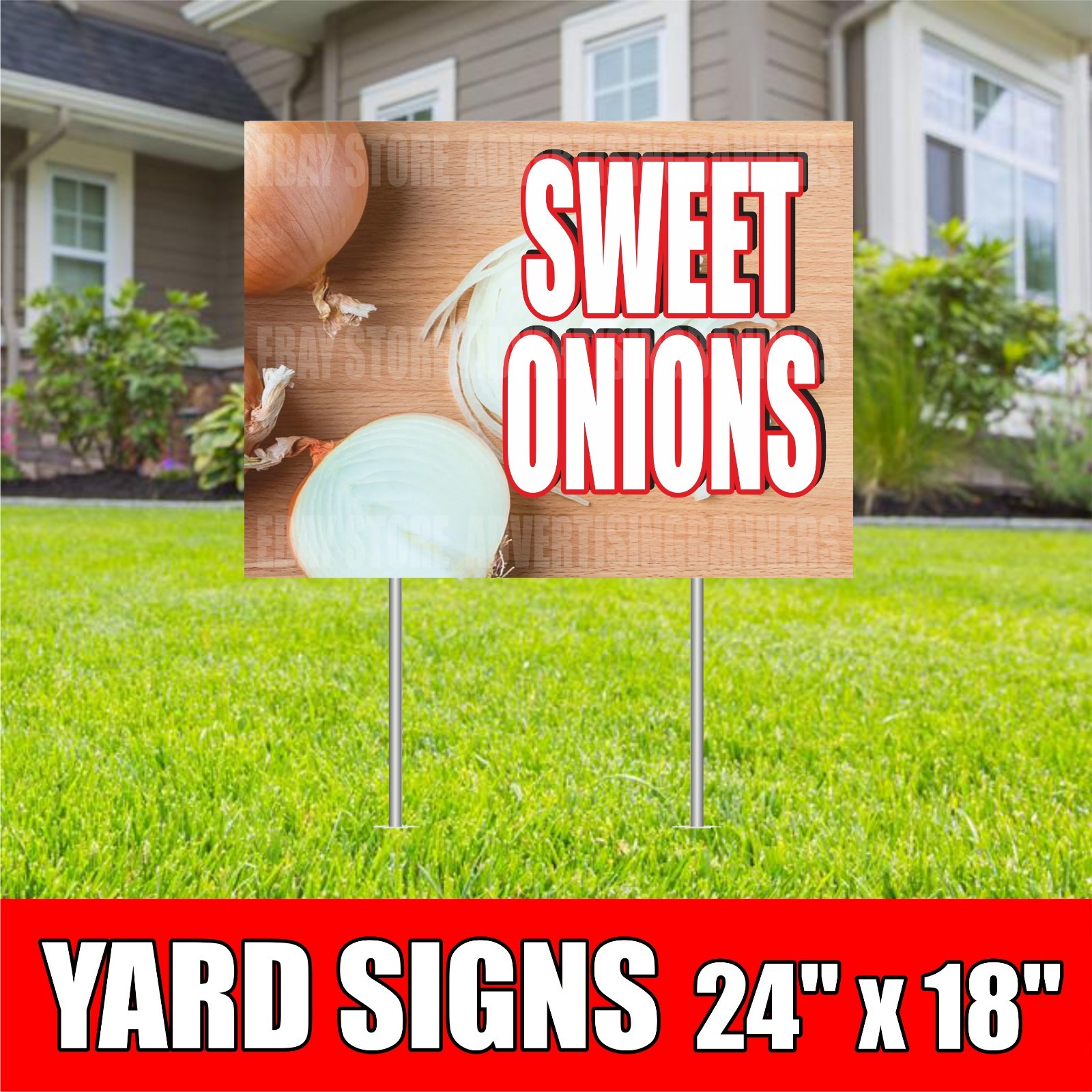 SWEET ONIONS Yard Sign with H-Stakes FRESH Fruit Vegetable Berry Salad Farm