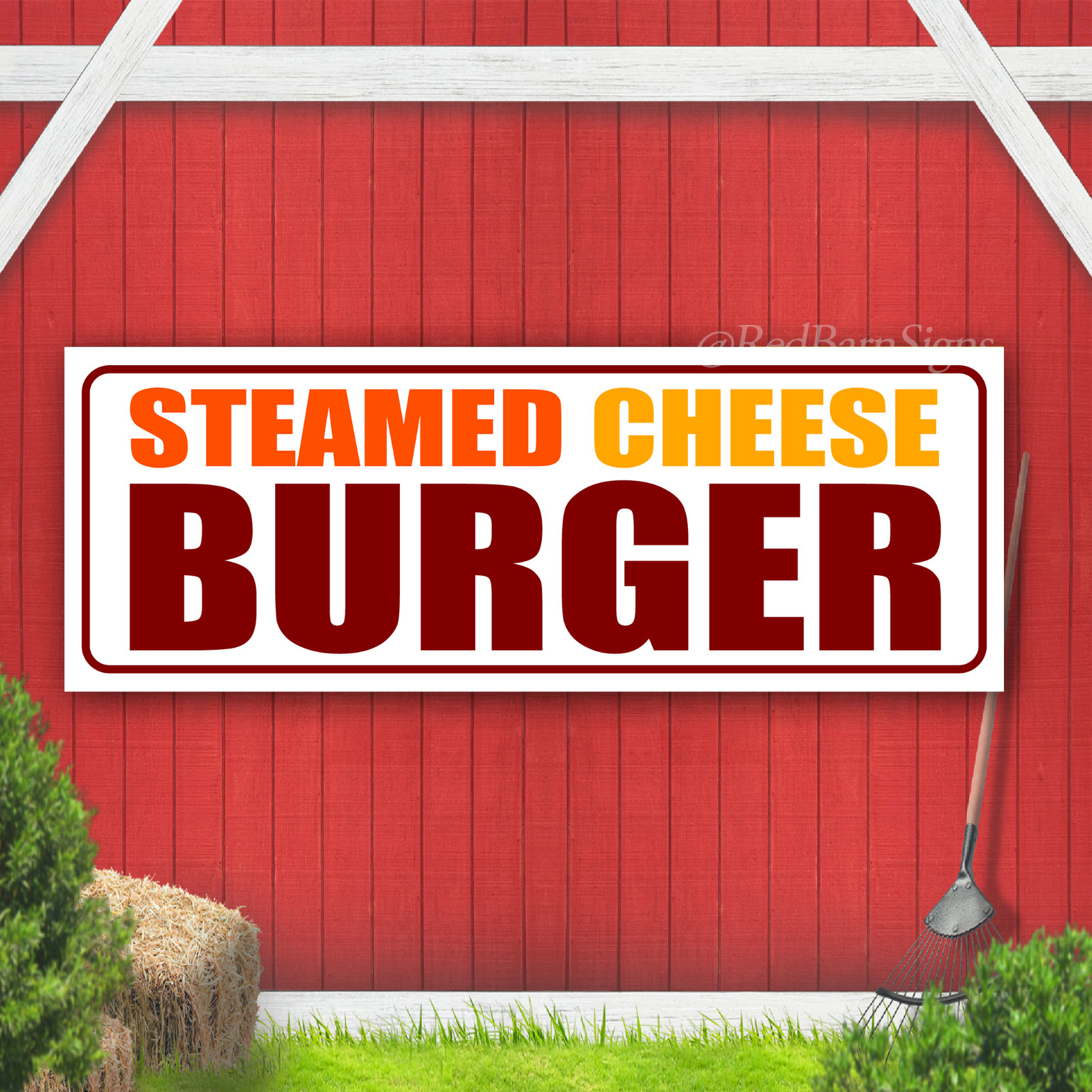 Steamed Cheeseburger Indoor Outdoor Vinyl Banner Design