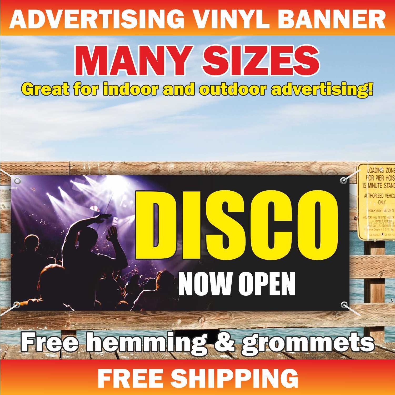 DISCO NOW OPEN Advertising Banner Vinyl Mesh Sign DJ Dance Club Bar Karaoke