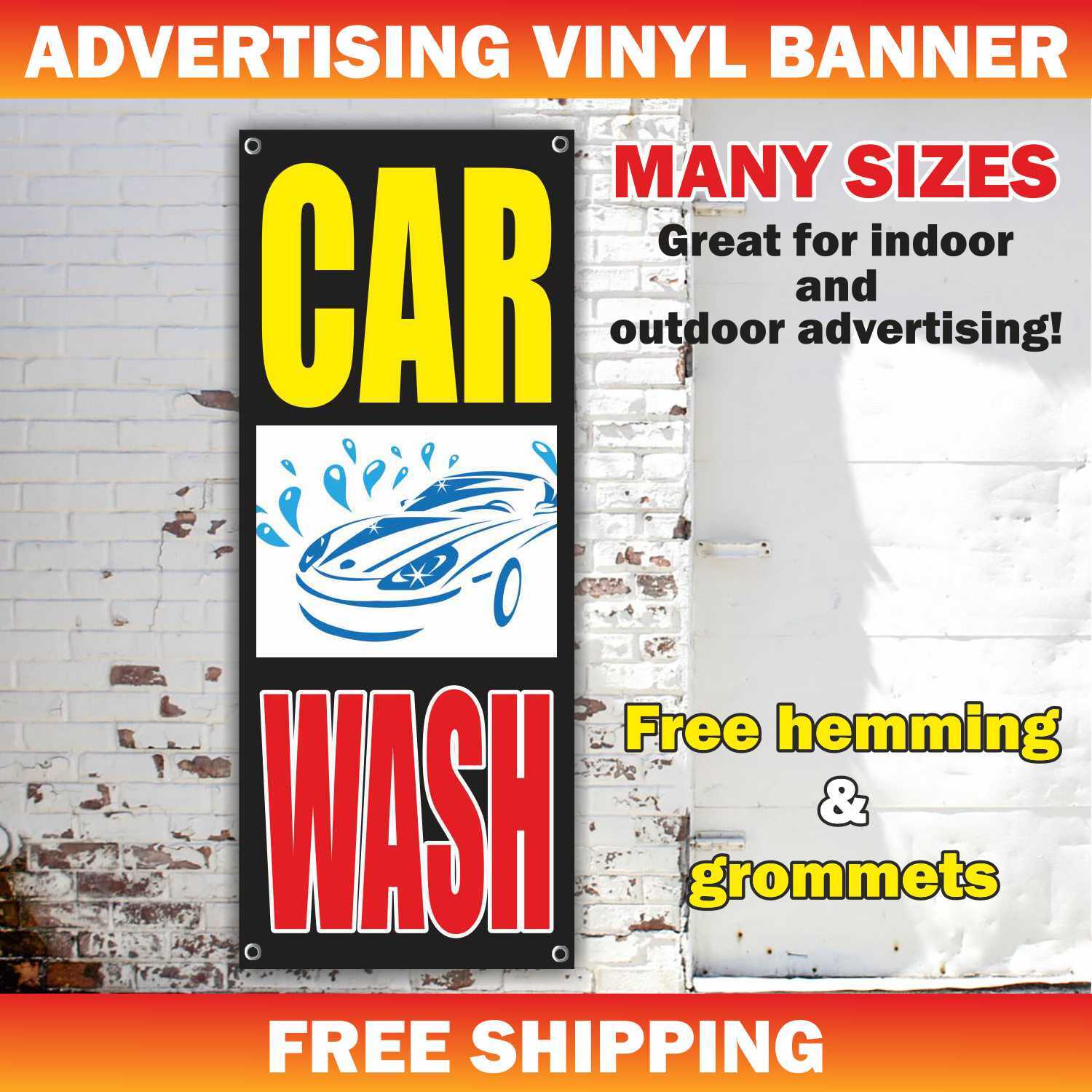 CAR WASH Advertising Banner Vinyl Mesh Sign Flag AUTO DETAILING SERVICES Washing