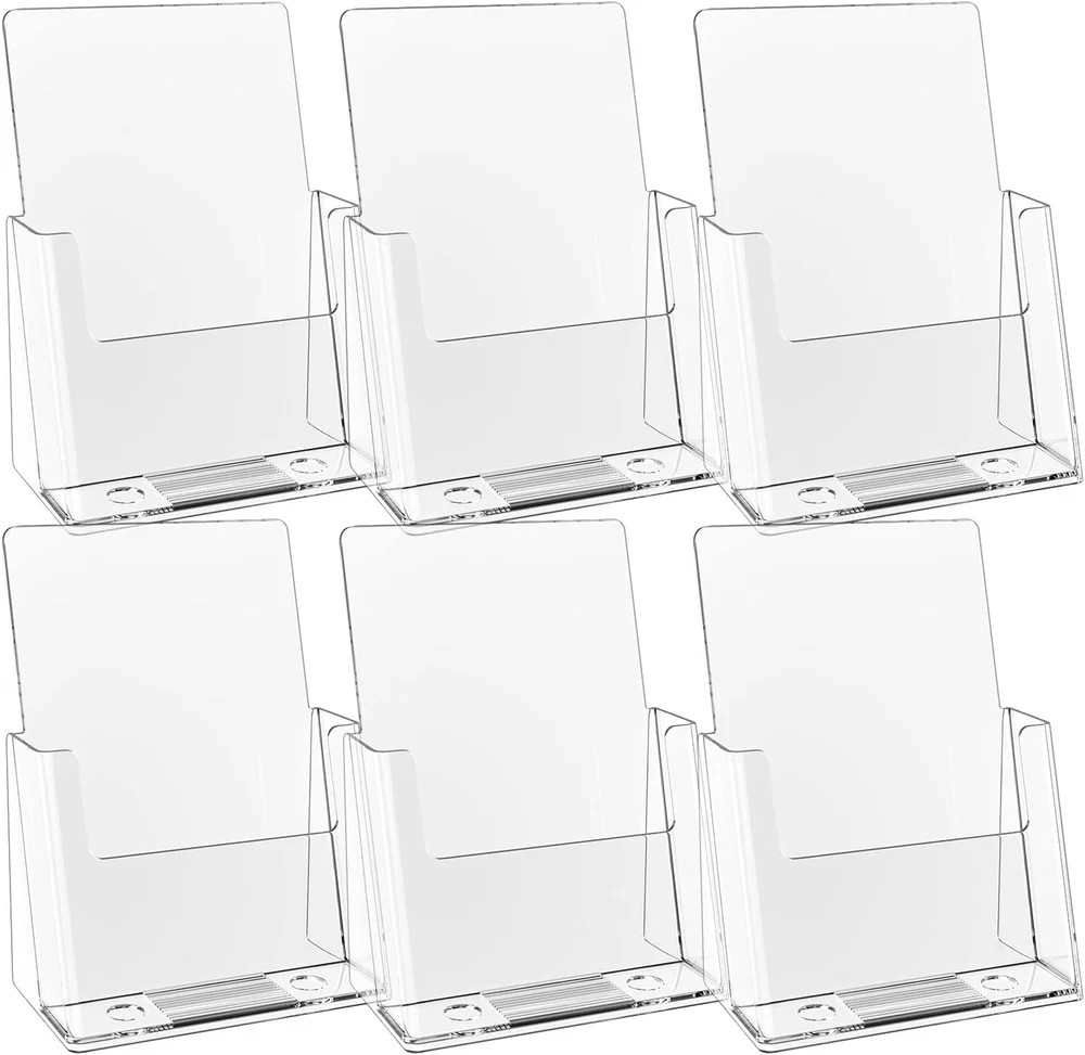 6 Pack 6” X 9” Acrylic Brochure Holder,Wide Brochure Leaflet Booklet Literatur