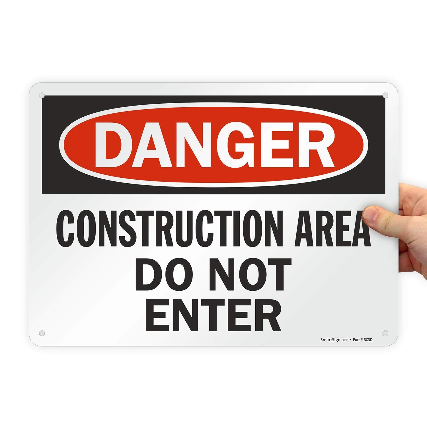 Danger Construction Area Do Not Enter Sign Heavy Duty Plastic Warning 10×14 In