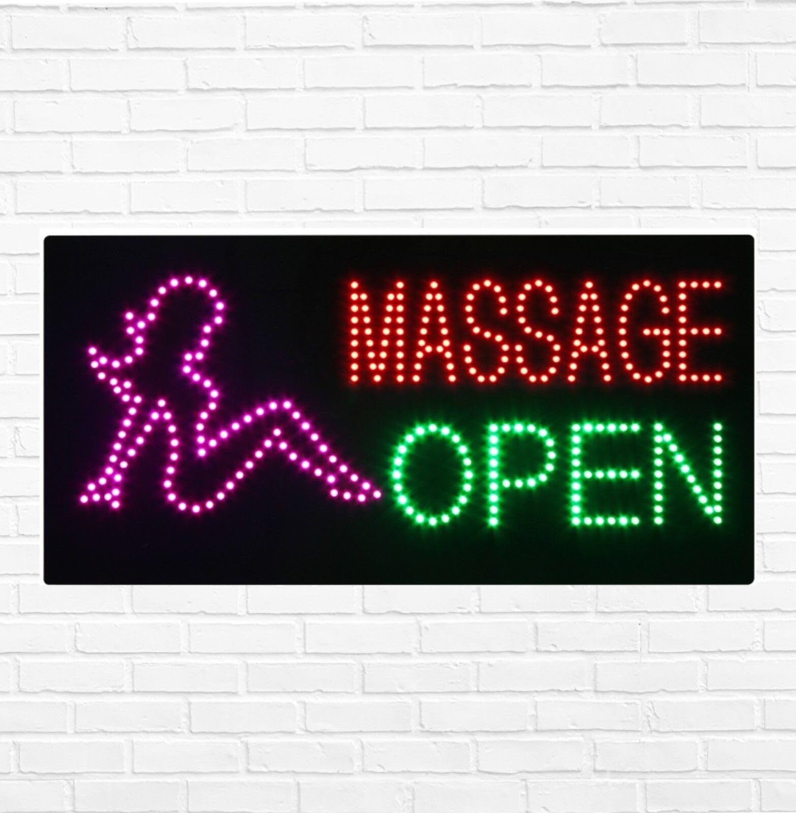 LED Massage Open Sign for Business Displays | Light Up Sign | 12″H x 24″W x 2″D