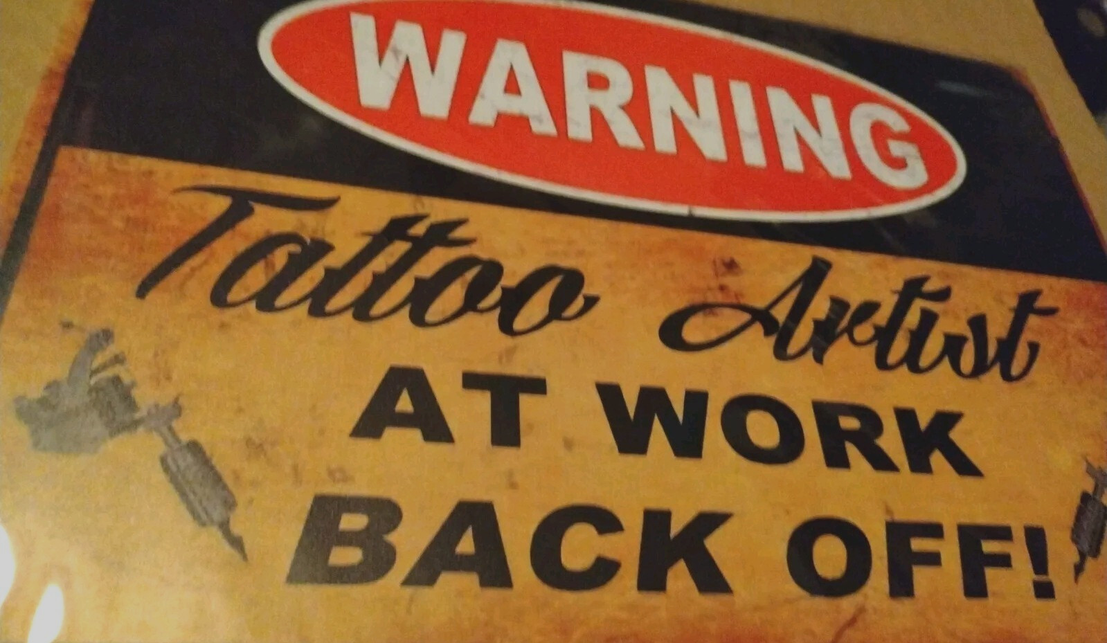 WARNING Tattoo Artist Tin Metal sign Gas Station Man Cave 8″ X 12″ NEW