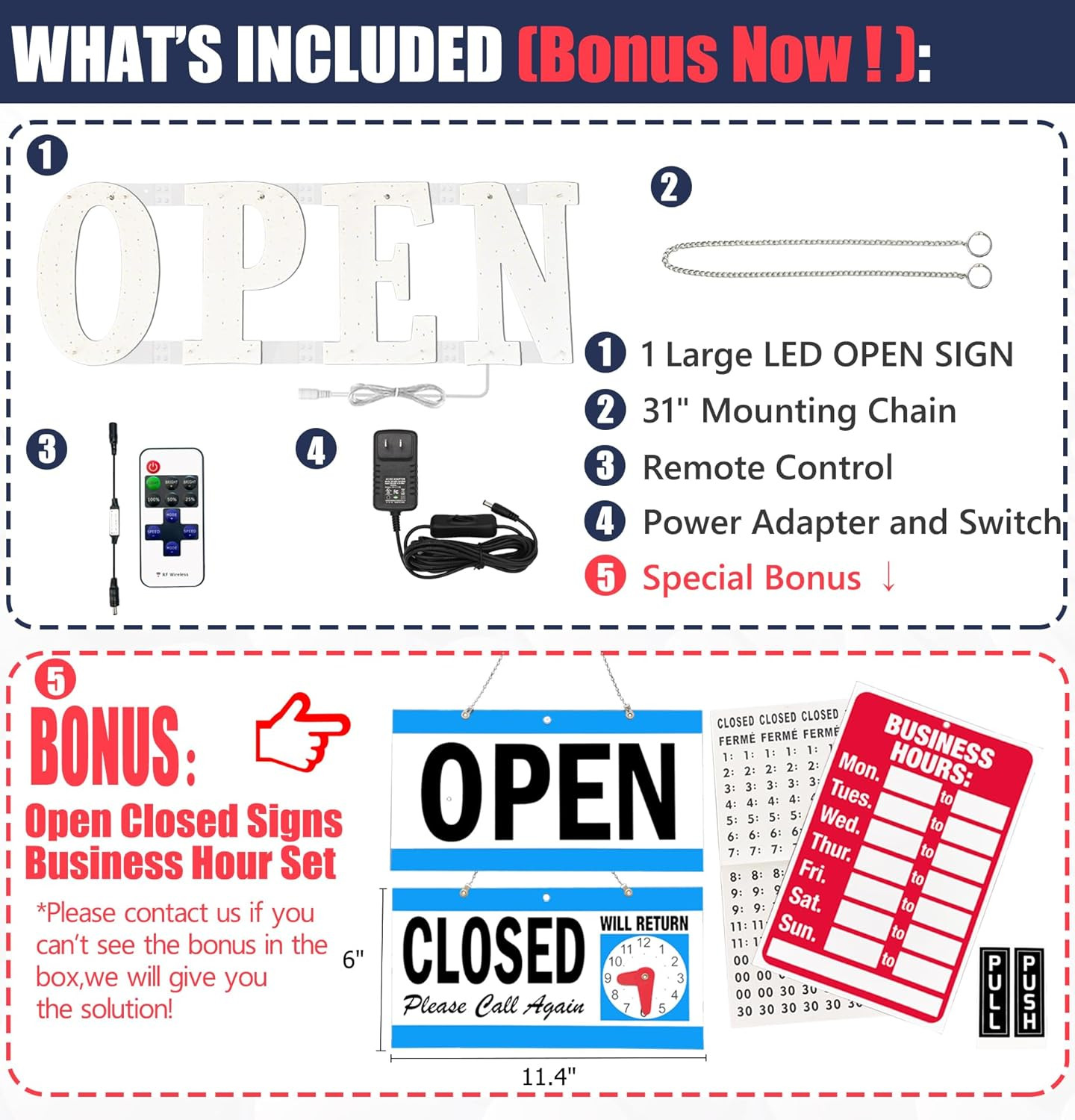 Open Signs for Business40x14 inch USA Flag Open Sign Led for Window All White