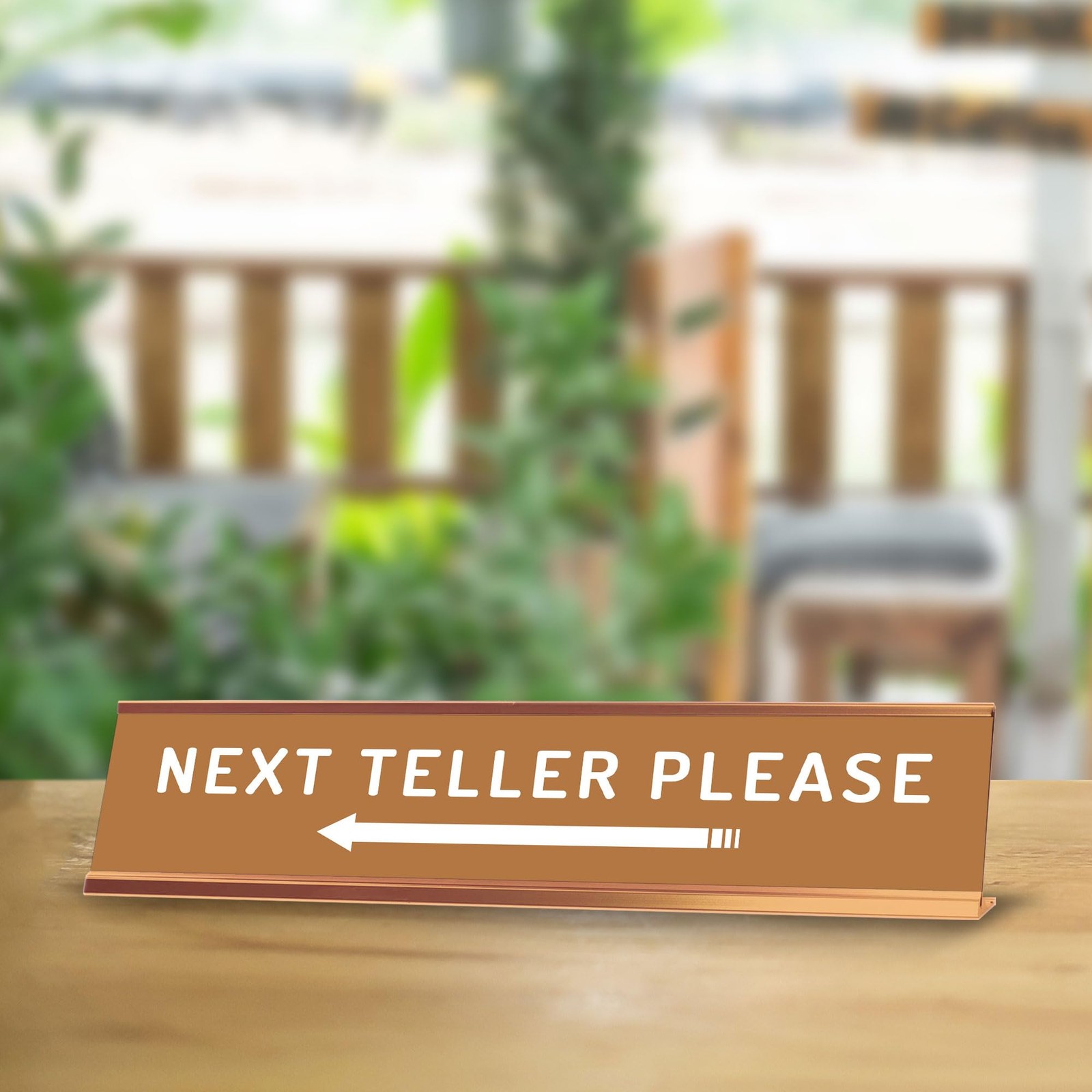 Next Teller Please (Left Arrow) 2 x 10″ Desk Sign | Office & Shops
