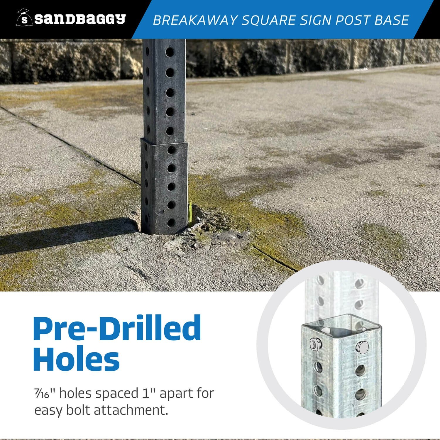 Sandbaggy 3 ft Breakaway Square Sign Post Base (Hot Dipped Galvanized) 10pcs
