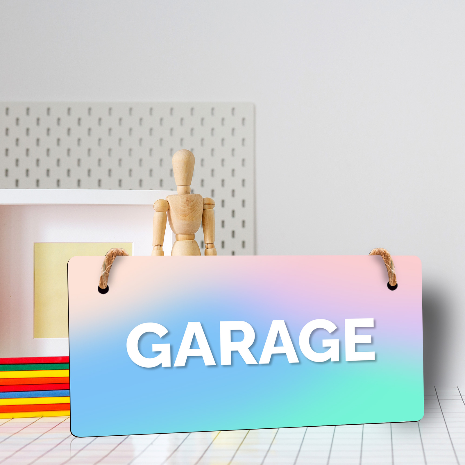 Garage 5×10 Hanging Plus Wall or Door Sign | Rustic Twine