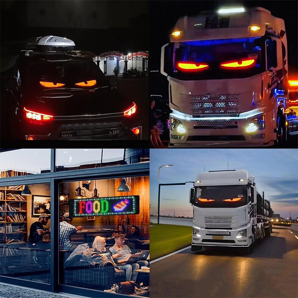 LED RGB Car Eye Sign Animation Matrix USB Panel DIY Programmable Bluetooth Pixel