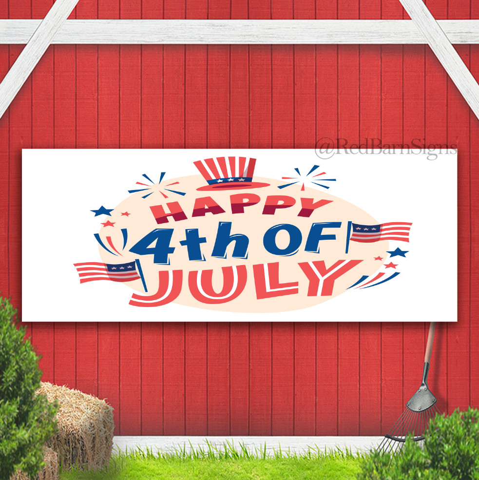 4th of july – USA Independence day Indoor Outdoor Banner Sign with grommets