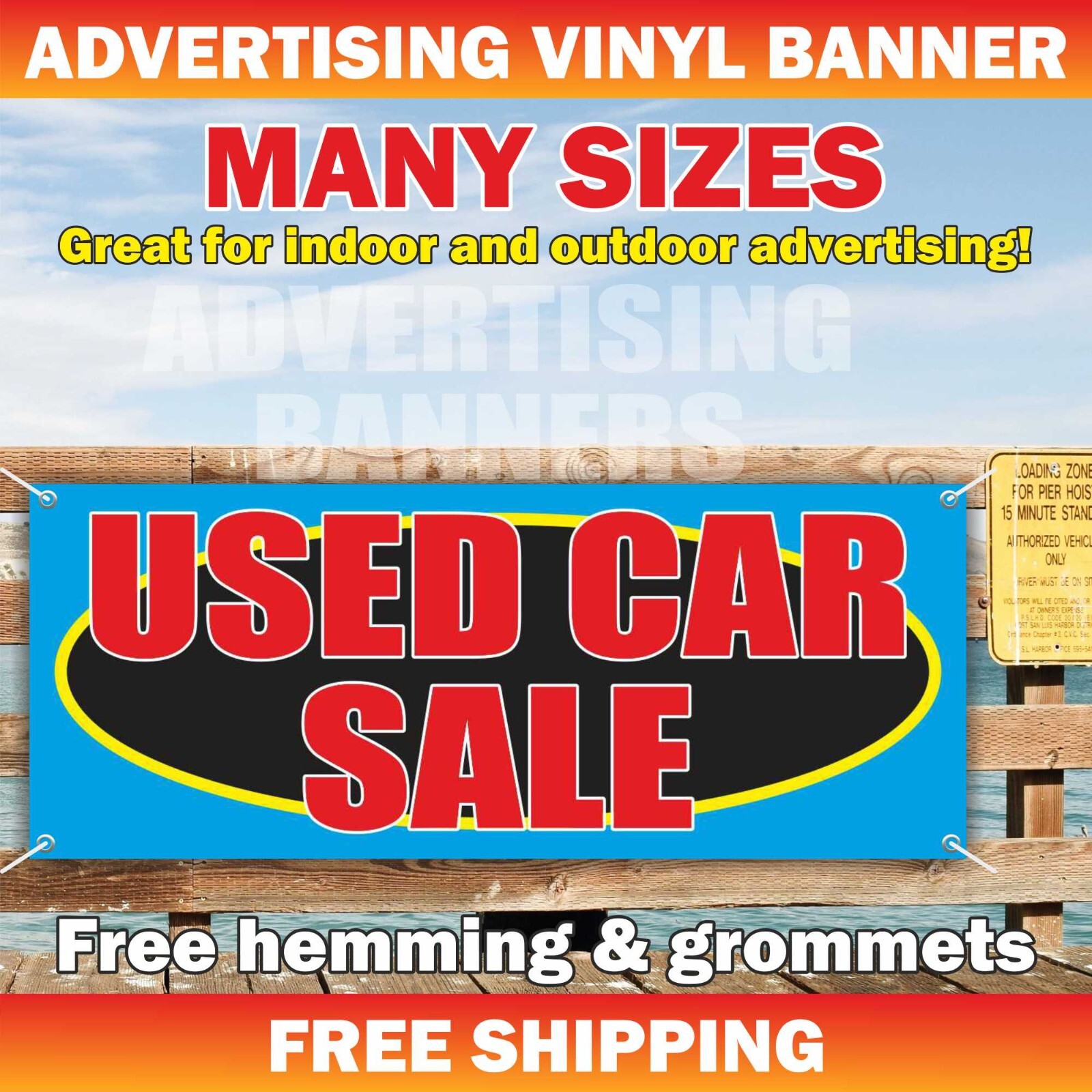 USED CAR SALE Advertising Banner Vinyl Mesh Sign Service AUTOS USADOS Auto Body