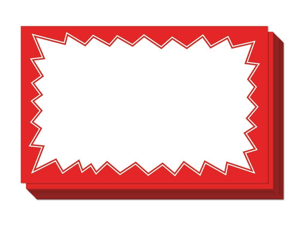 Sale Signs for Retail Stores 50pcs 3.5″ x 5.5″ | Red Starburst Paper Card Pri…