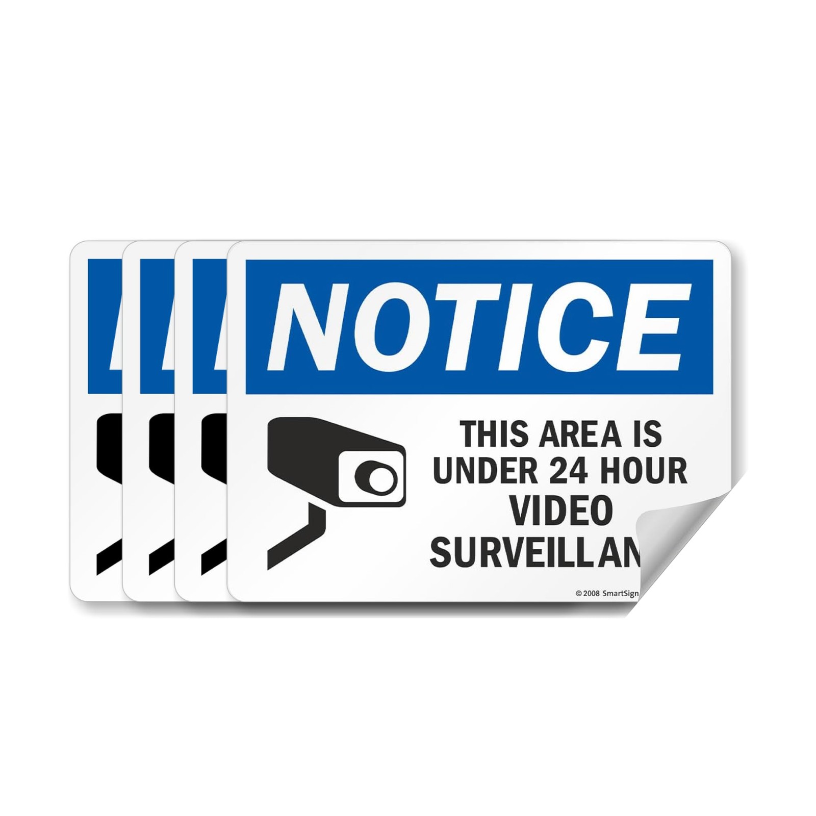 SmartSign Pack of 4 5 x7 inch “Notice This Area Is Under 24 Hour Video Surve…