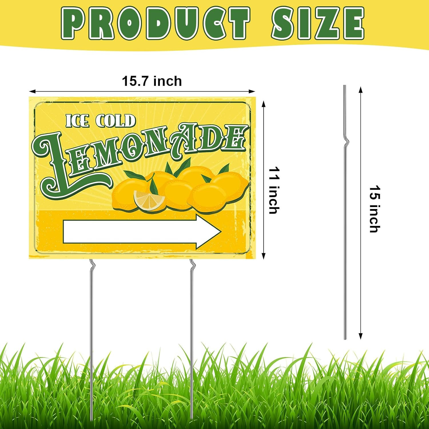 3 Sets 12″ X 16″ Summer Lemonade Yard Sign and Stake Double Sided Corrugated Pla