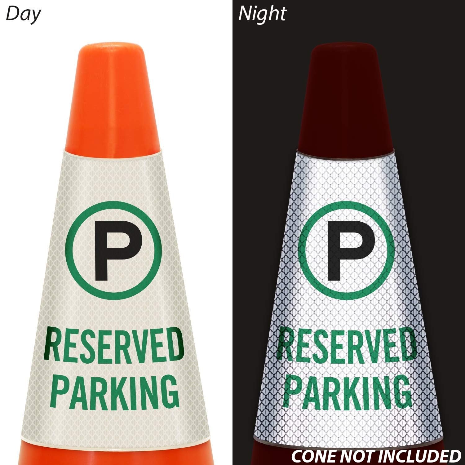 Reserved Parking Bright Reflective Cone Message Sleeve Safety Warning 1 PCS