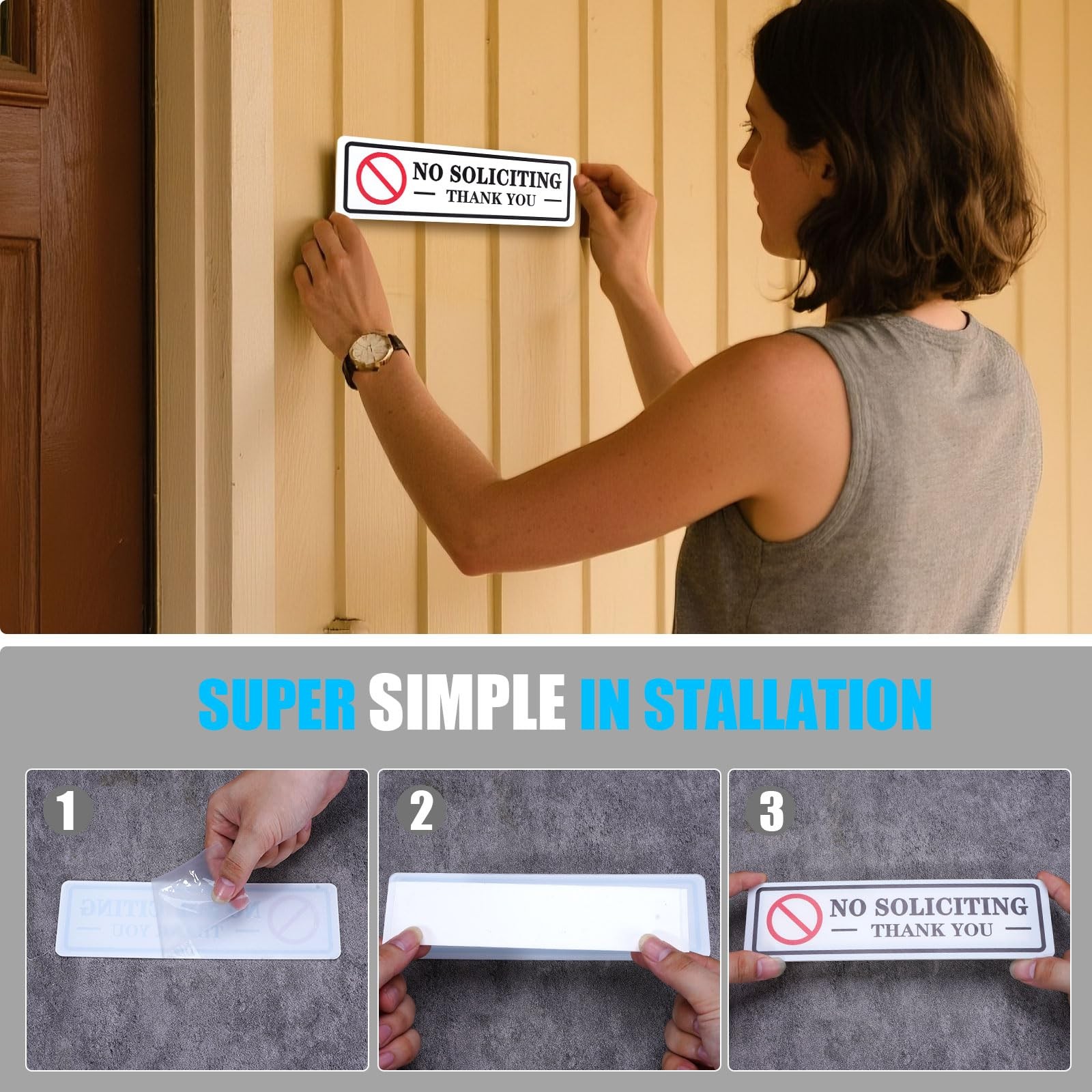 2 Pack No Soliciting Sign for House That Keeps Solicitors Away, 2 Super Strong T
