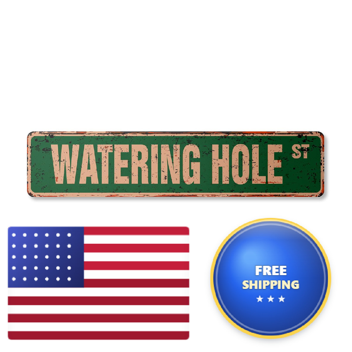Signmission Watering Hole Vintage Aluminum Street Sign Bar Tavern Tap Alcoholic