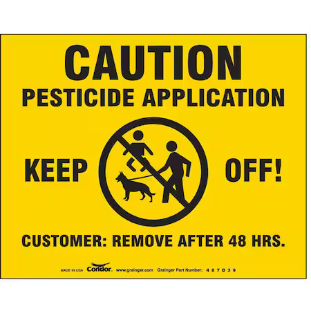 Condor 487D39 Chemical Sign, 4 In Height, 5 In Width, Plastic, Rectangle,