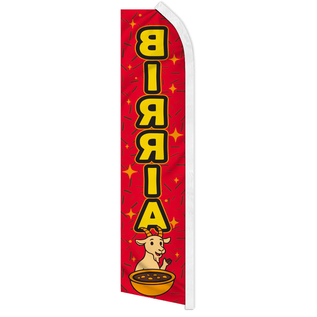BIRRIA advertising super flag polyester banner sign *POLE NOT INCLUDED