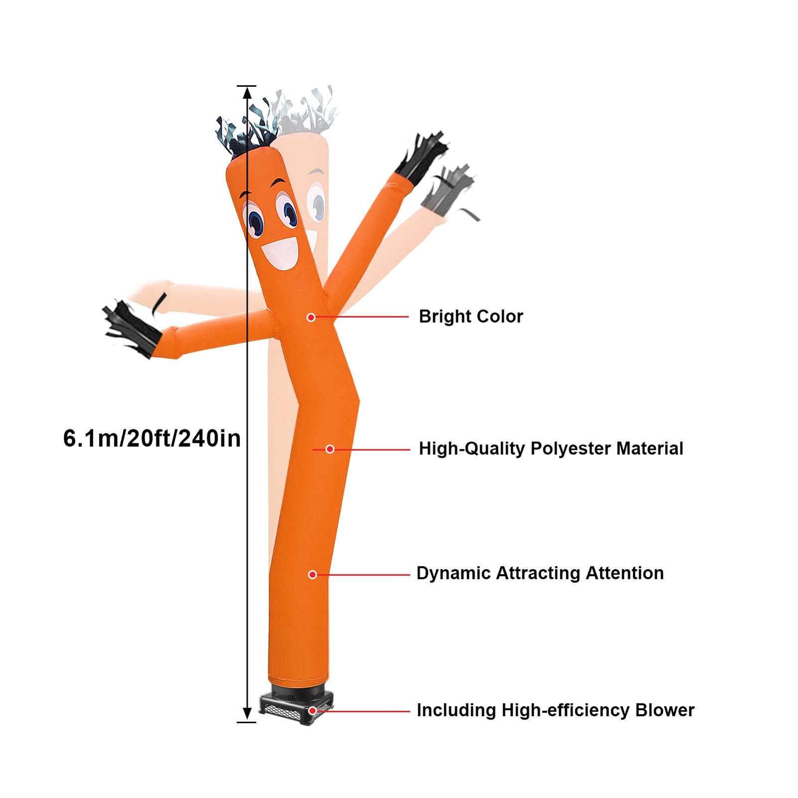 20ft Purple Sky Puppet Inflatable Dancer with 1hp Blower Complete Set