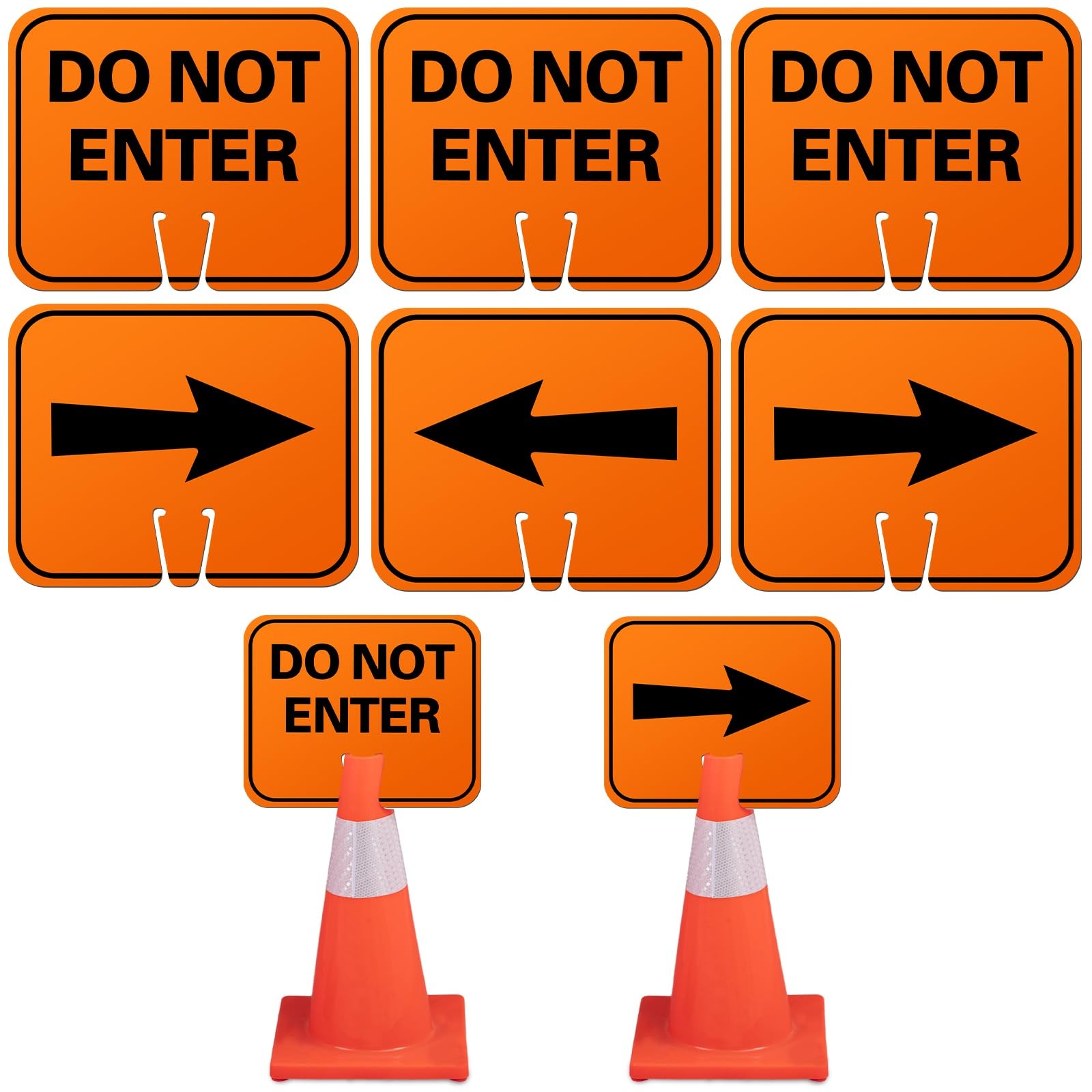 6 Pcs Traffic Cone Arrow Signs 10.4″x 12.6″ Reversible Orange Road Signs Bulk…