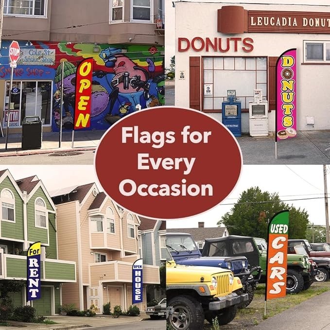 Wheels Advertising Swooper Feather Flutter Flag Tires Rims BL