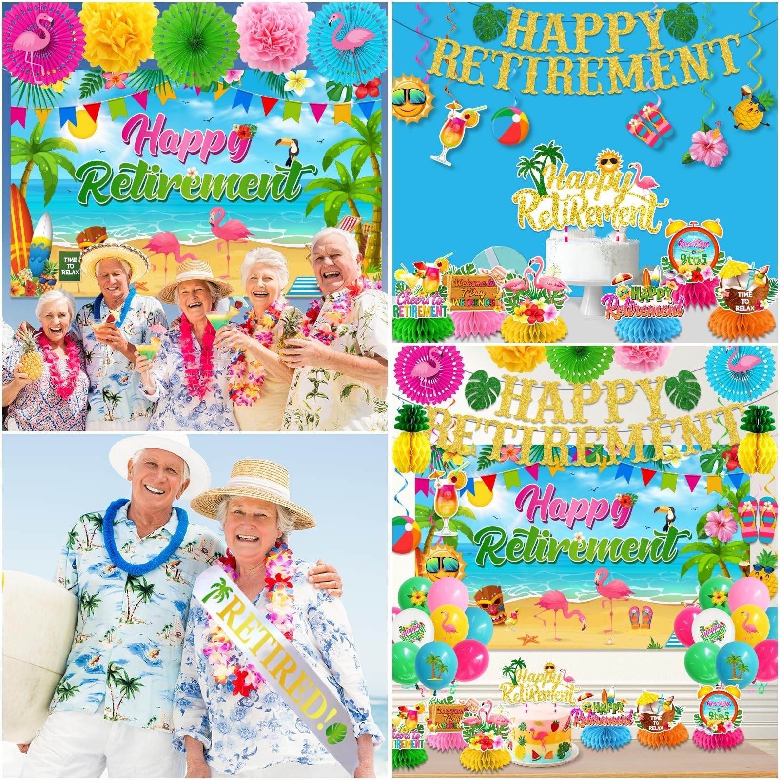 Beach Retirement Party Decorations, Aloha Party Decorations includes Happy Re…