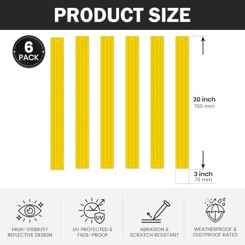 6 Pack Reflective Sign Post Panels 30″ x 3″ Inch Aluminum Yellow | Engineer-Grad