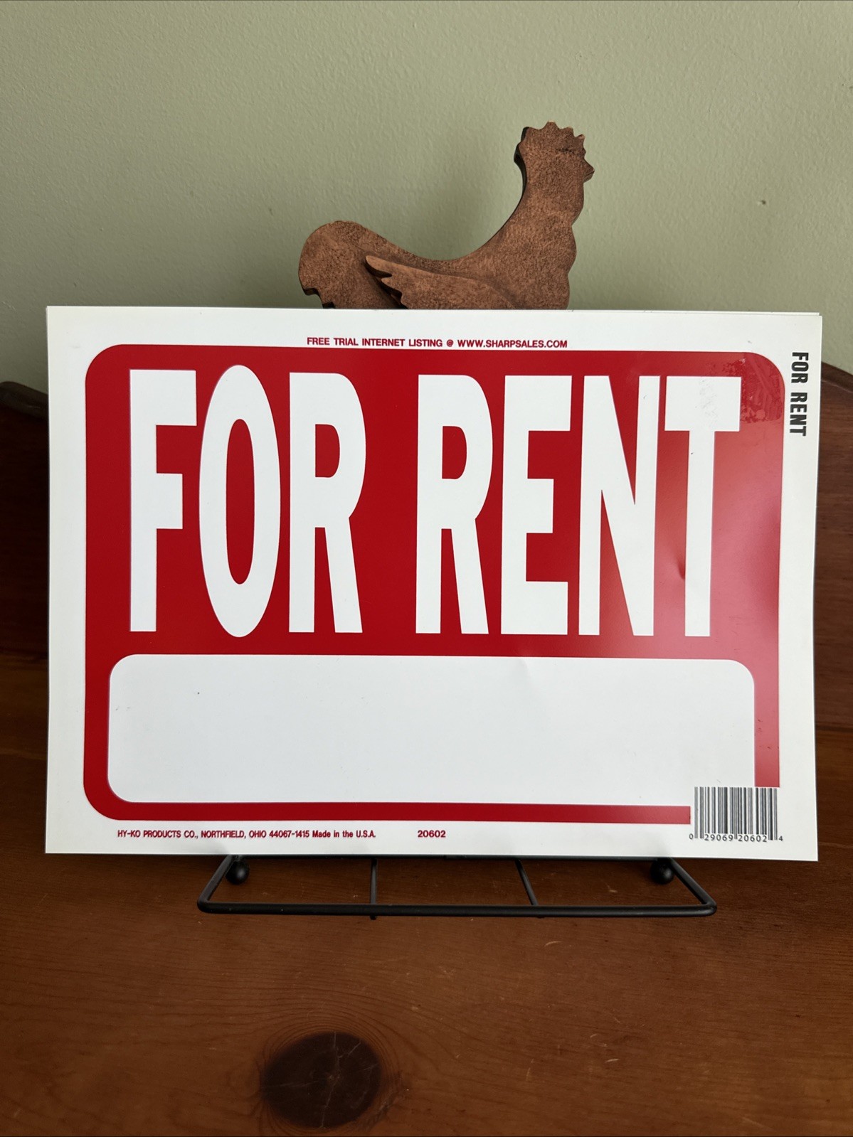 6 For Rent Red & White Sign Bold Letters Hy-Ko Products #20602