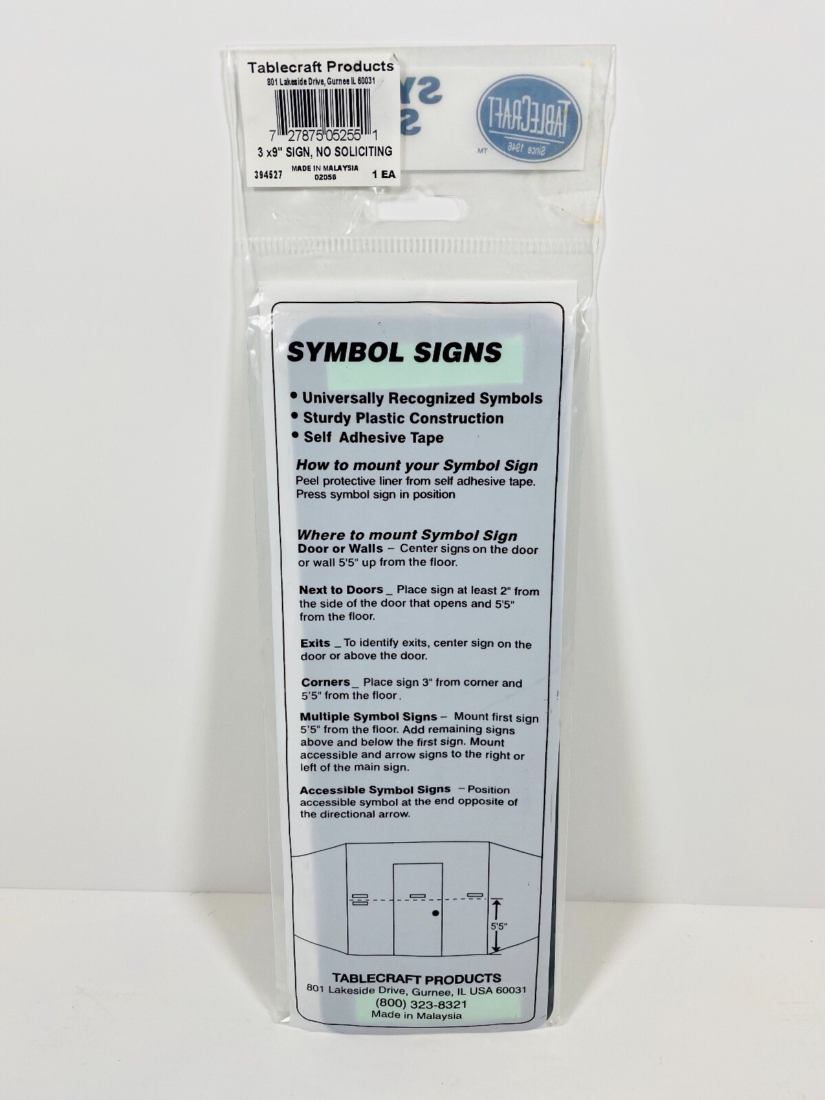 No Soliciting Sign Easy To Mount Informative Plastic With Symbols 3″ x 9″