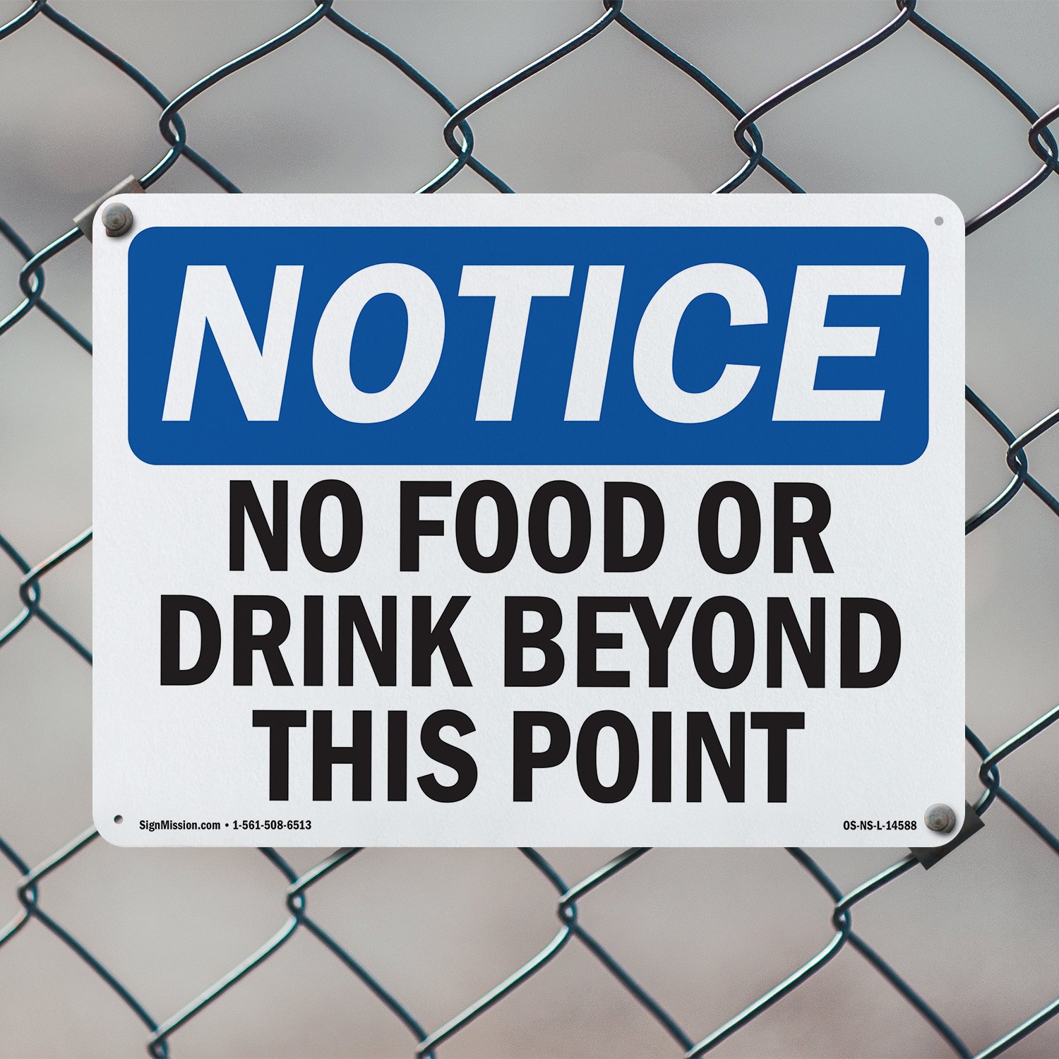 No Food Or Drink Beyond This Point OSHA Notice Sign Metal, Decal – 5 or 10 Pack