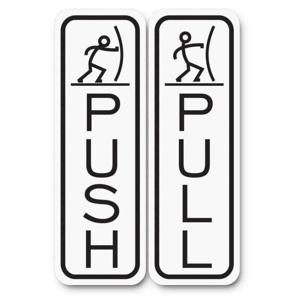 2 Pack Push Pull Door Signs Durable Small White Entrance Set Classic Fun
