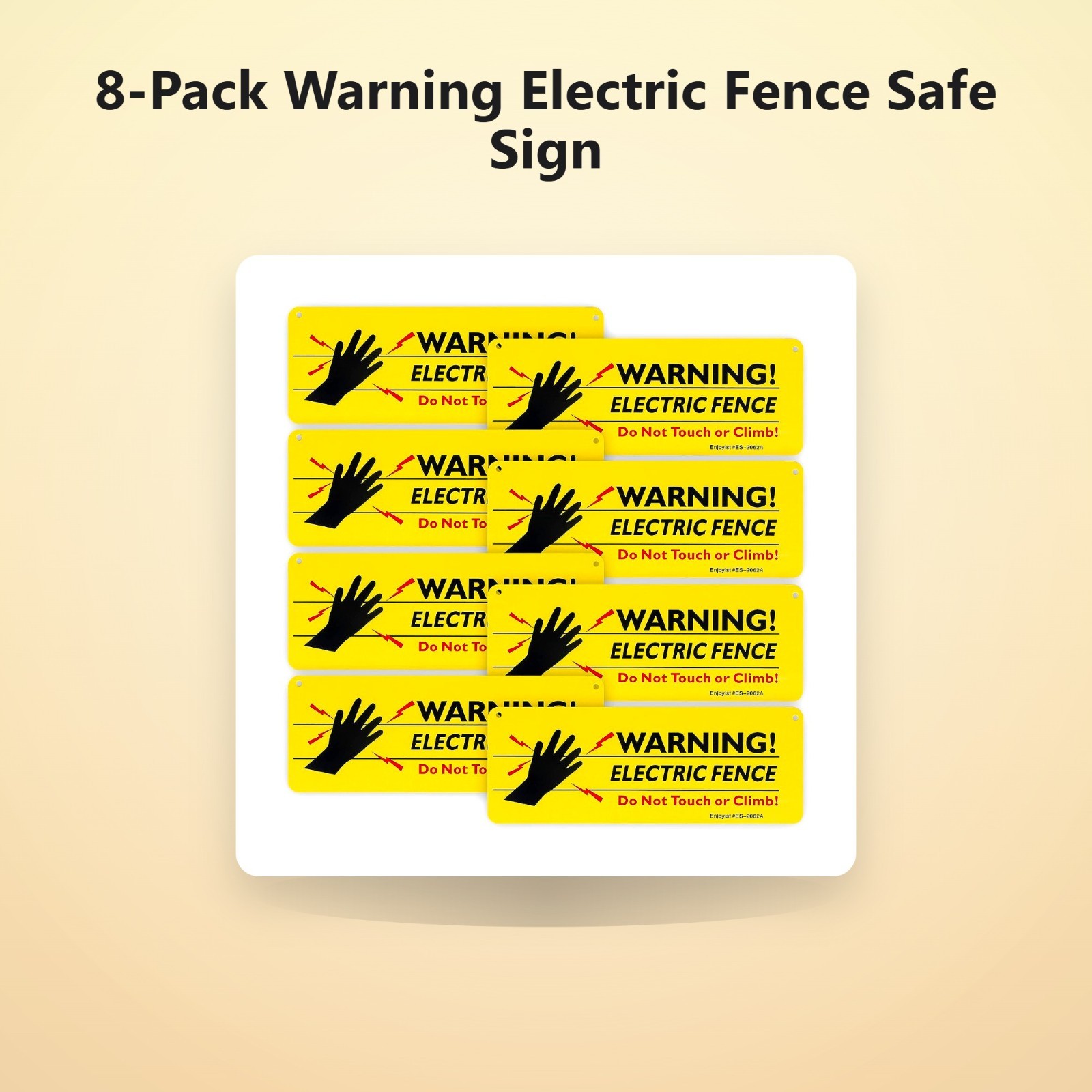 8-Pack Warning Electric Fence Safe Sign, 10″x 3.5″ Plastic Sign