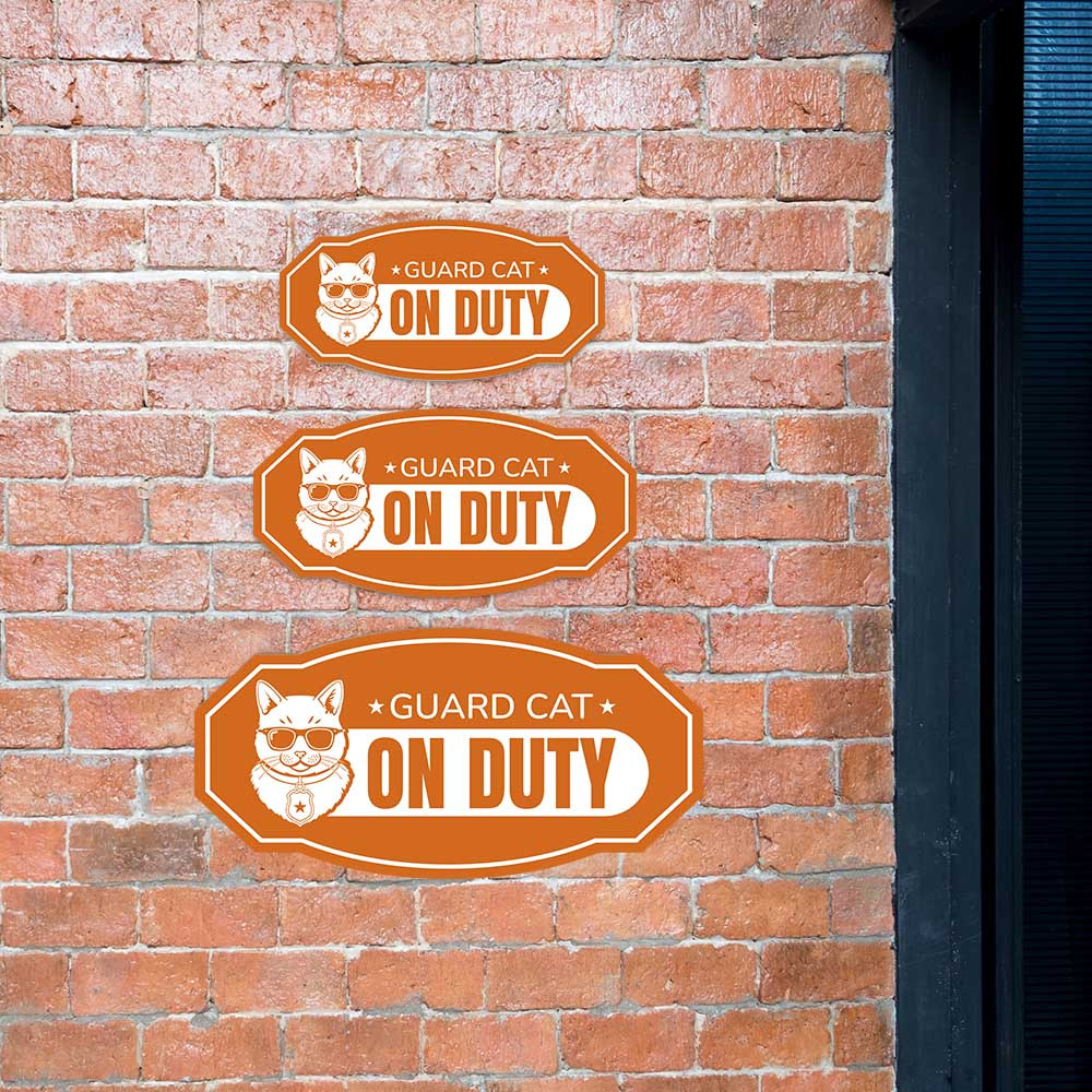 Victorian Plus Guard Cat On Duty Wall or Door Sign | Pet Warning Signage