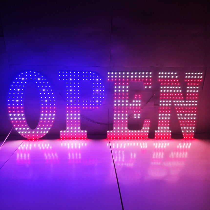 EPL Signs OPEN Us Flag LED Sign Business 14″x40″ Remote 3G Sparkling Mode