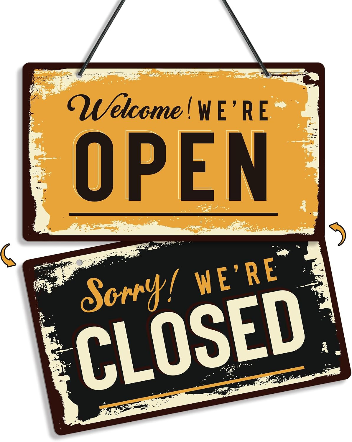 Open Closed Signs for Business, 10X5.9 Waterproof Double Sided PVC Come in or Cl