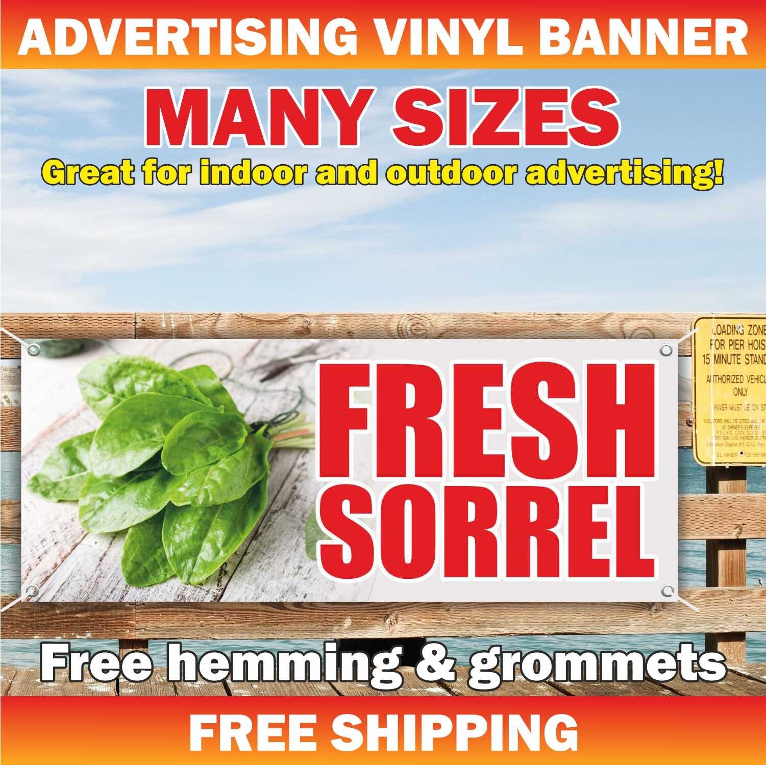 Fresh Sorrel Advertising Banner Vinyl Sign Salad vegetables Fruits Berries Farm