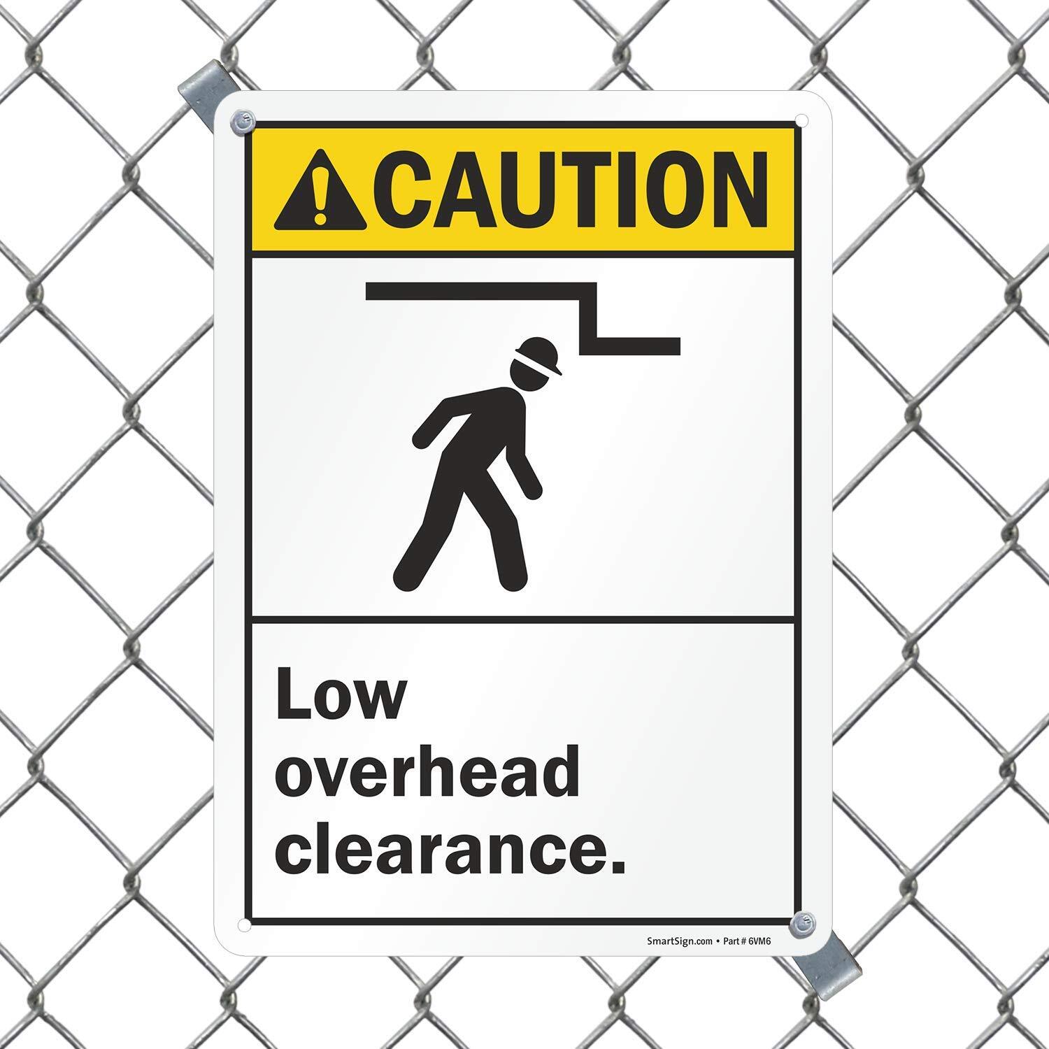 14×10 inch Caution Low Overhead Clearance ANSI Sign 55 mil HDPE Plastic