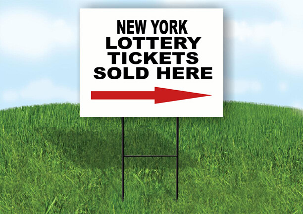NEW YORK STATE LOTTERY TICKETS RIGHT ARROW Yard Sign w Stand LAWN SIGN Single