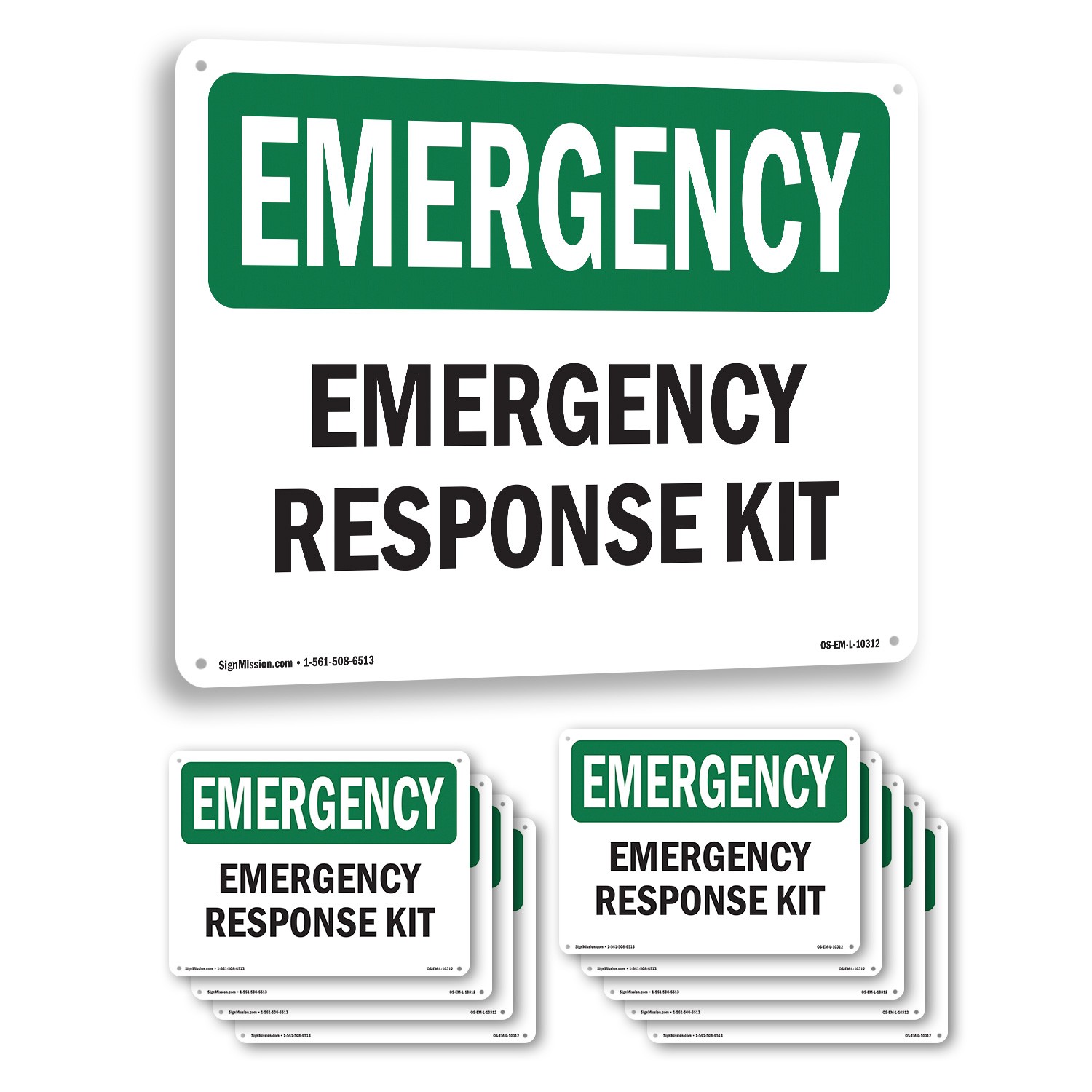 Response Kit OSHA Emergency Sign Metal, Plastic, Or Decal – 5 or 10 Pack