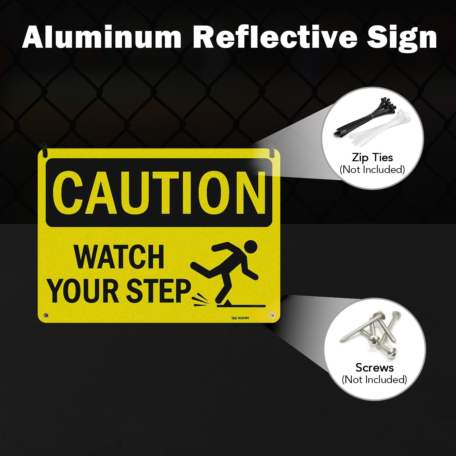 10 x 7 Inch Waterproof Caution Watch Your Step Signs – Rust-Free Aluminum Pair