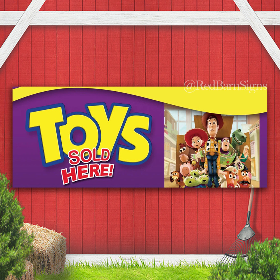 TOYS SOLD HERE Indoor Outdoor Banner Sign with grommets